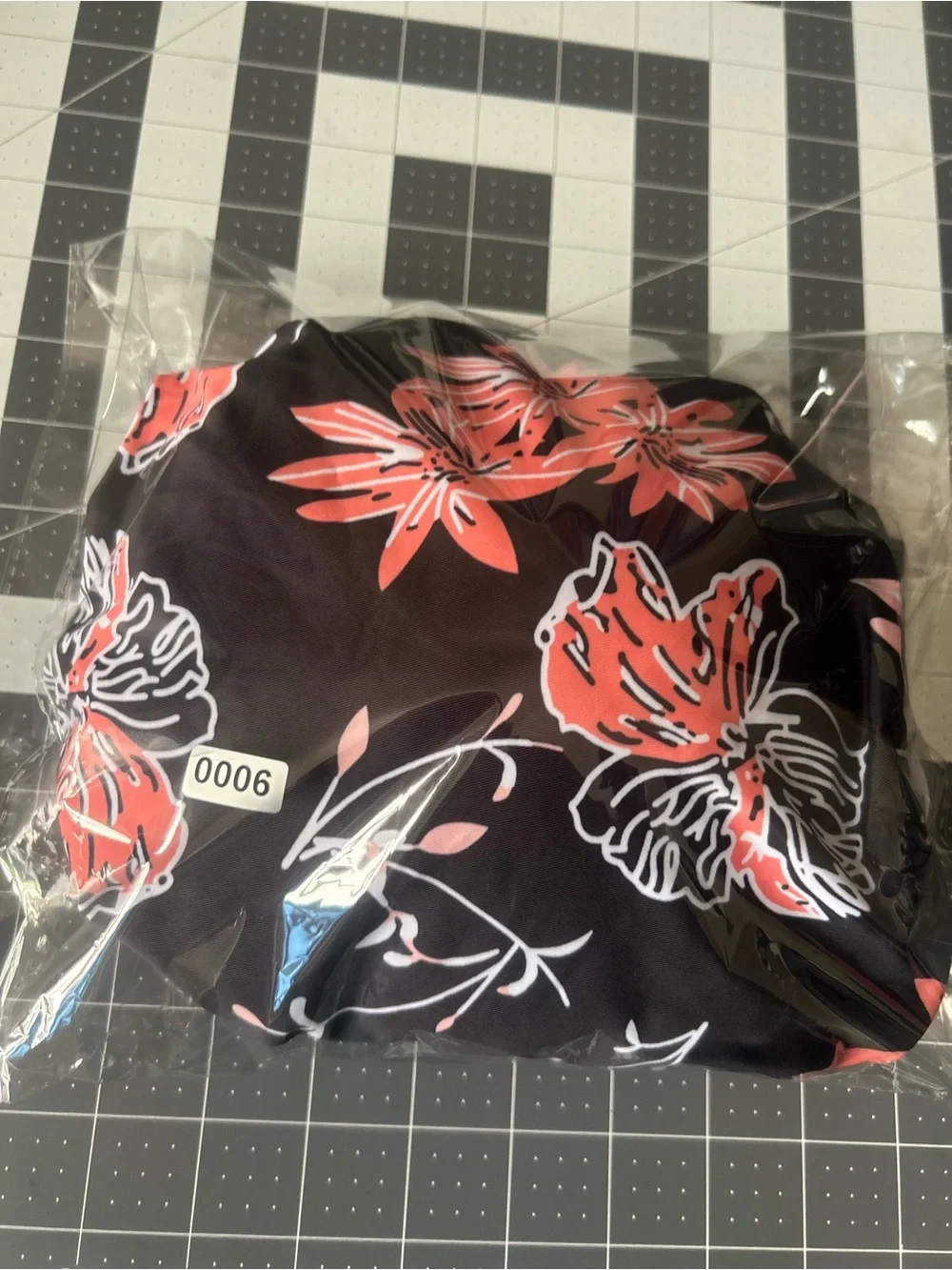 Black Floral High-Waist Bikini Set - Coral & White Flowers